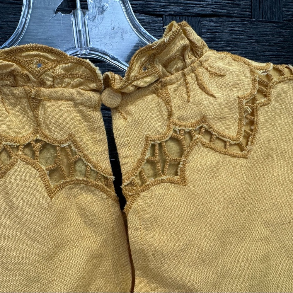 Anthropologie Yellow Eyelet Top - Medium Petite - Picture 5 of 5